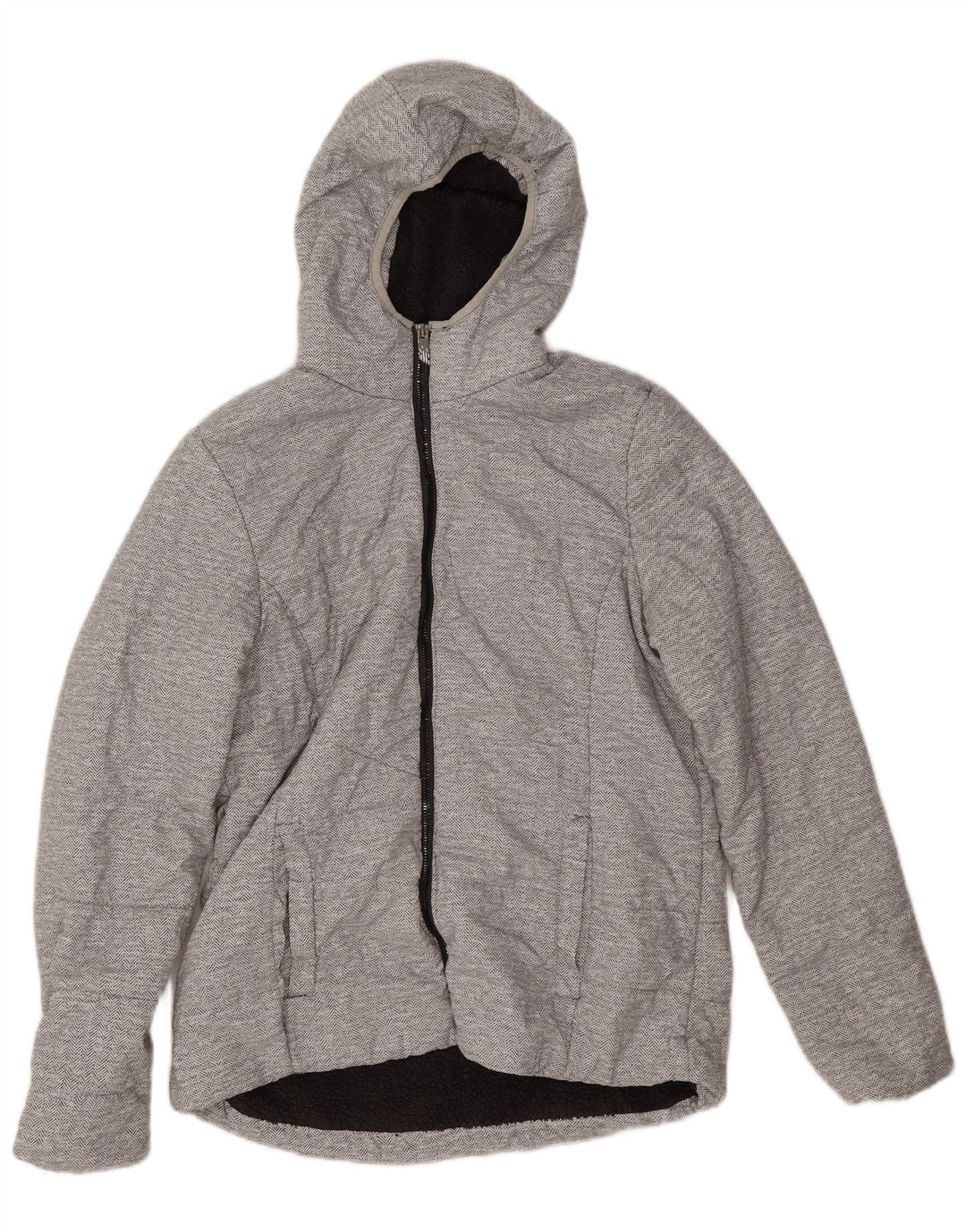 New Balance Sherpajakke med hætte til kvinder UK 14 Medium Grey Herringbone