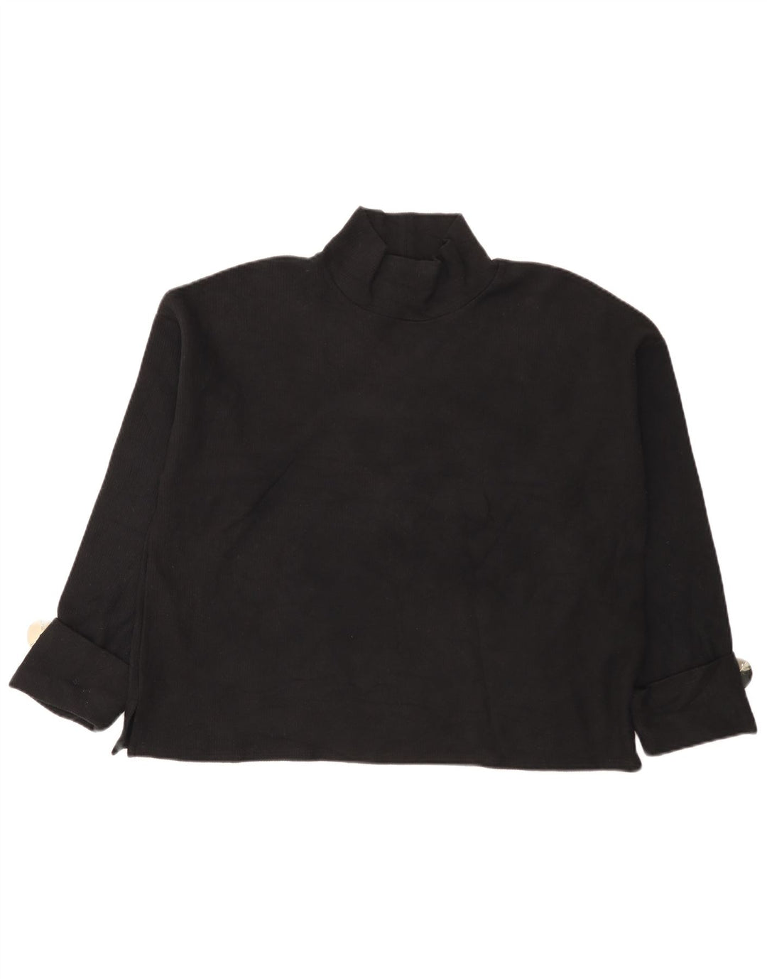 Zara Dame Oversized Top Langærmet UK 14 Medium Sort Bomuld