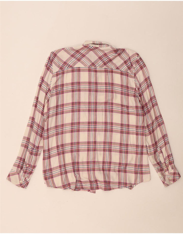 GAP Dame Flanell Shirt UK 16 Stor Beige Ternet Rayon