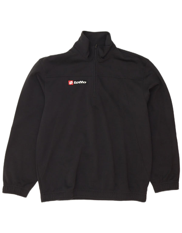 Lotto Mens Zip Neck Pullover Tracksuit Top XL Black Polyester Sports