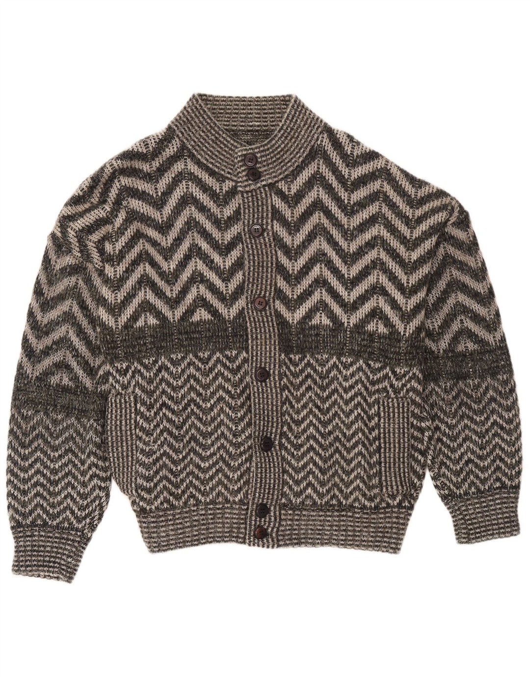 Vintage herre cardigan sweater XL Grå Chevron