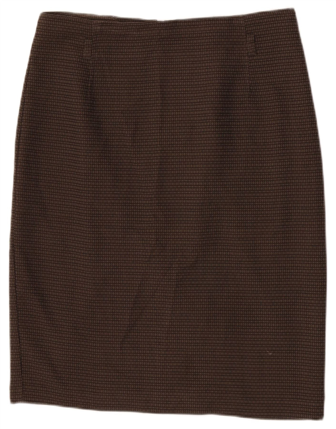 Marks & Spencer Pencil Nederdel til kvinder W32 Stor brun geometrisk polyester