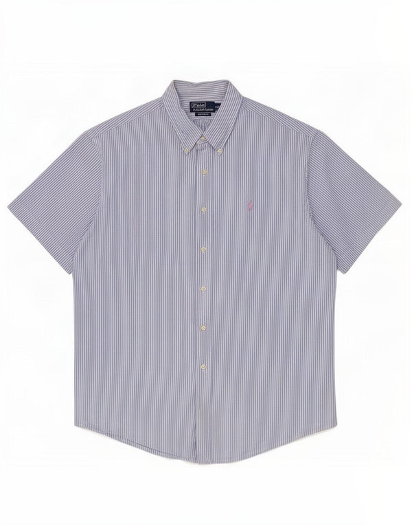 Polo Ralph Lauren Herre kortærmet Custom Fit skjorte 2XL blå nålestribe
