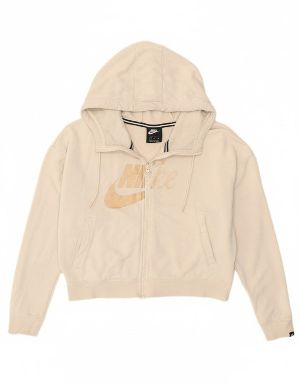 Nike Dame Crop Graphic Oversized hættetrøje med lynlås UK 10 Small Off White