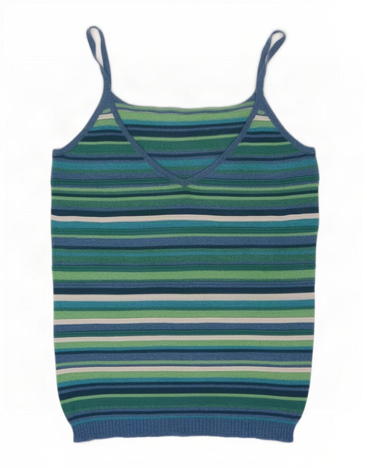 Benetton Dame Cami Top UK 10 Lille flerfarvet stribet viskose
