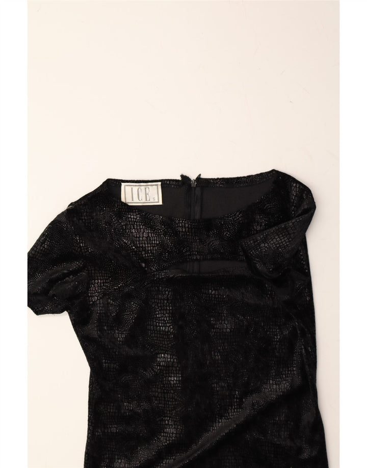 ICE Womens Sheath Dress UK 10 Small Black Animal Print Vintage Ice and Second-Hand Ice from Messina Hembry 