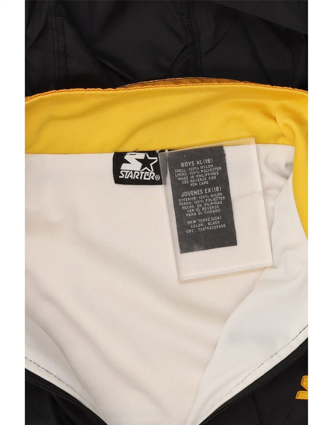 STARTER Boys Hooded Windbreaker Jacket 15-16 Years XL Black Colourblock Vintage Starter and Second-Hand Starter from Messina Hembry 