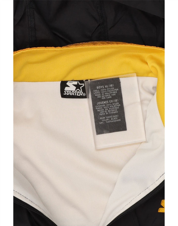 STARTER Boys Hooded Windbreaker Jacket 15-16 Years XL Black Colourblock Vintage Starter and Second-Hand Starter from Messina Hembry 