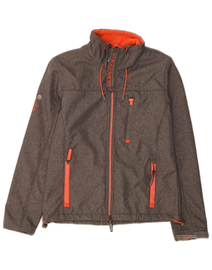 SUPERDRY Womens Windtrekker Graphic Windbreaker Jacket UK 14 Medium Grey