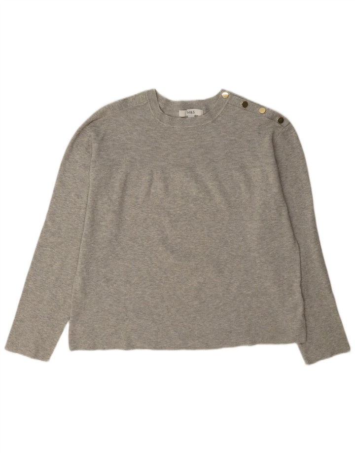 Marks & Spencer Dame sweater med rund hals DK 14 Medium Grå Viscose