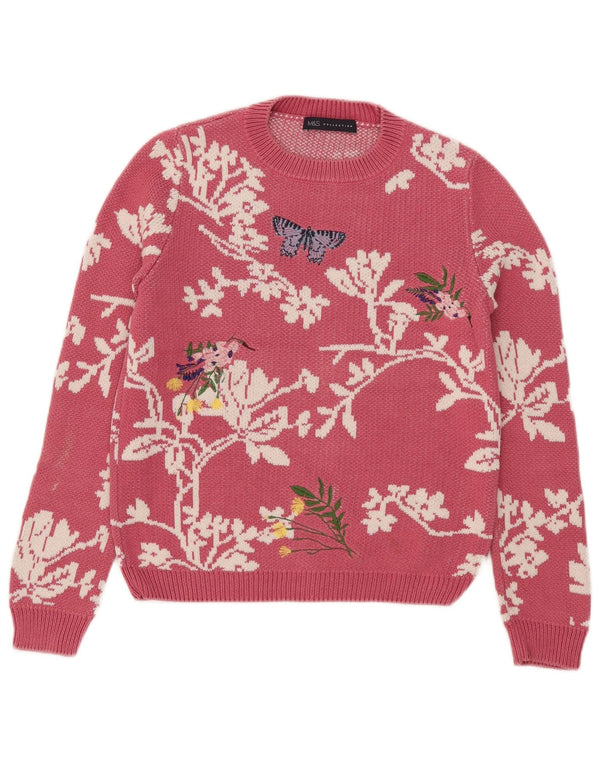 Marks & Spencer Dame sweater med rund hals DK 8 Small Pink Butterfly
