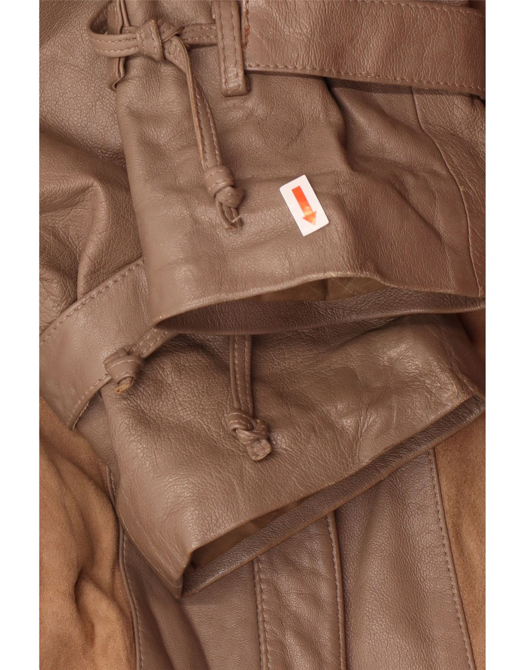 Norma Dame Loose Fit Læderfrakke UK 14 Medium Brun Stribet Klassisk