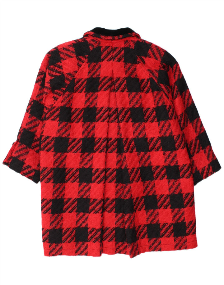 Vintage oversize overfrakke til kvinder IT 42 Medium Red Houndstooth Virgin Wool