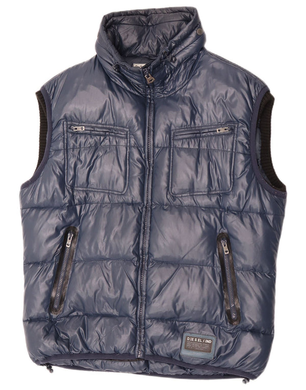 Diesel Herre Hætte Polstret Gilet UK 46 2XL Navy Blue Nylon