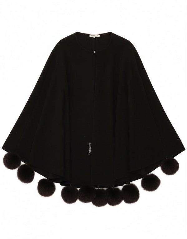 Vintage Womens Poncho Coat One Size  Black Wool