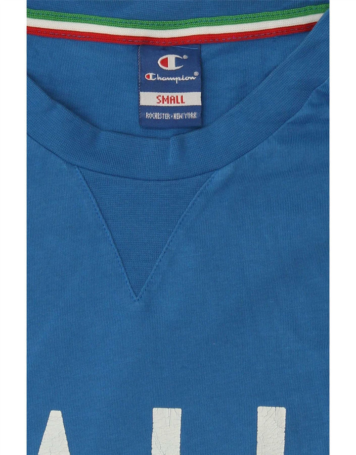 Champion Herre Italia Grafisk T-Shirt Top Lille Blå
