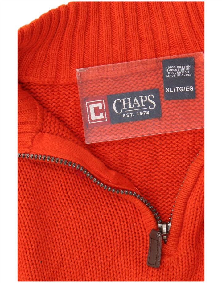 CHAPS Herre Zip Neck Sweater XL Orange Bomuld