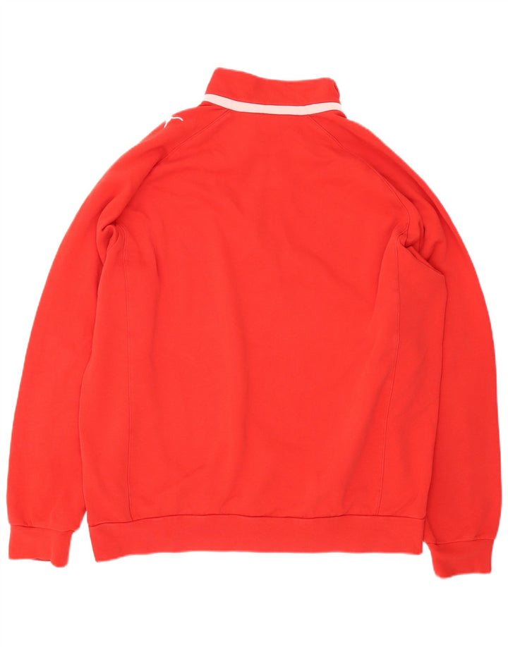 Puma Sweatshirt med lynlås til mænd til mænd, stor rød farveblok bomuld