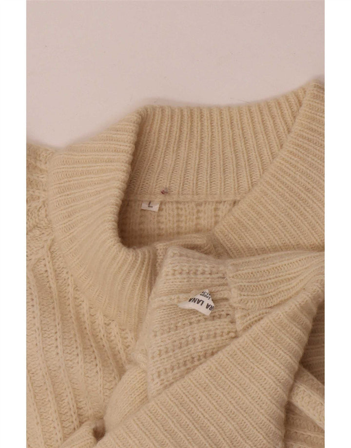 Vintage dame cardigan sweater UK 16 Large Off White Uld