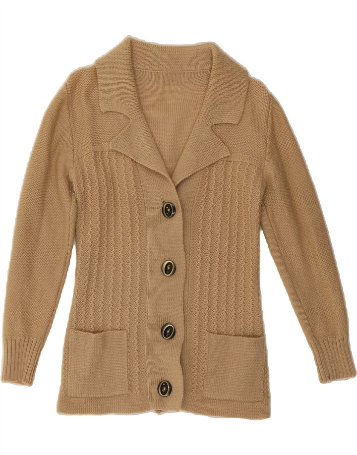 VINTAGE Womens Cardigan Sweater UK 10 Small Beige Vintage Vintage and Second-Hand Vintage from Messina Hembry 