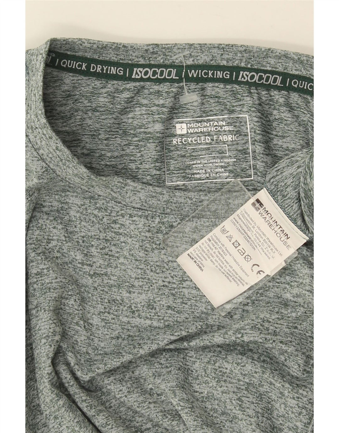 MOUNTAIN WAREHOUSE Herre T-Shirt Top Lille Grøn Flecked Polyester