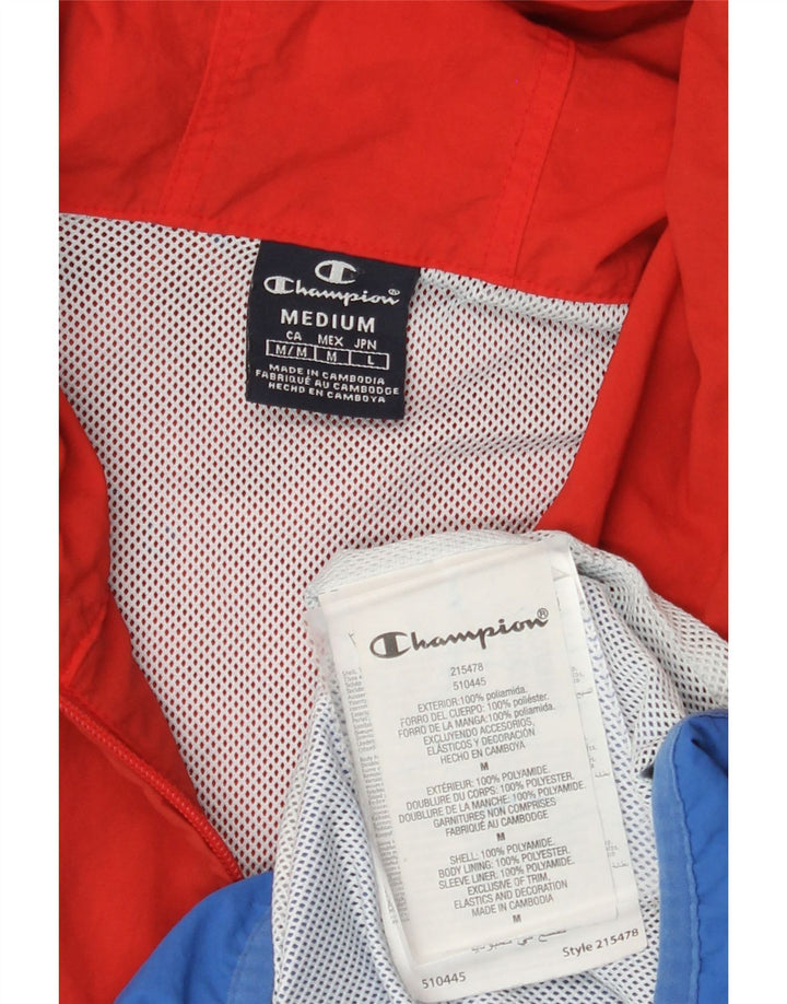 Champion Mens Graphic Anorak Jacket UK 38 Medium Blue Colourblock Polyamide