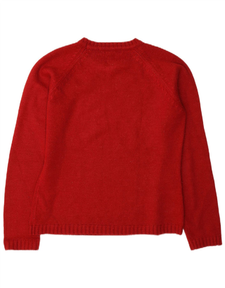 Zara Womens Crew Neck Jumper Sweater UK 14 Large Red Acrylic
