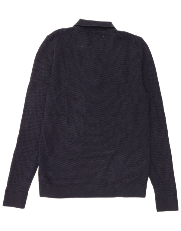 MARKS & SPENCER Herre polo-hals sweater UK 35/37 Small Navy Blue