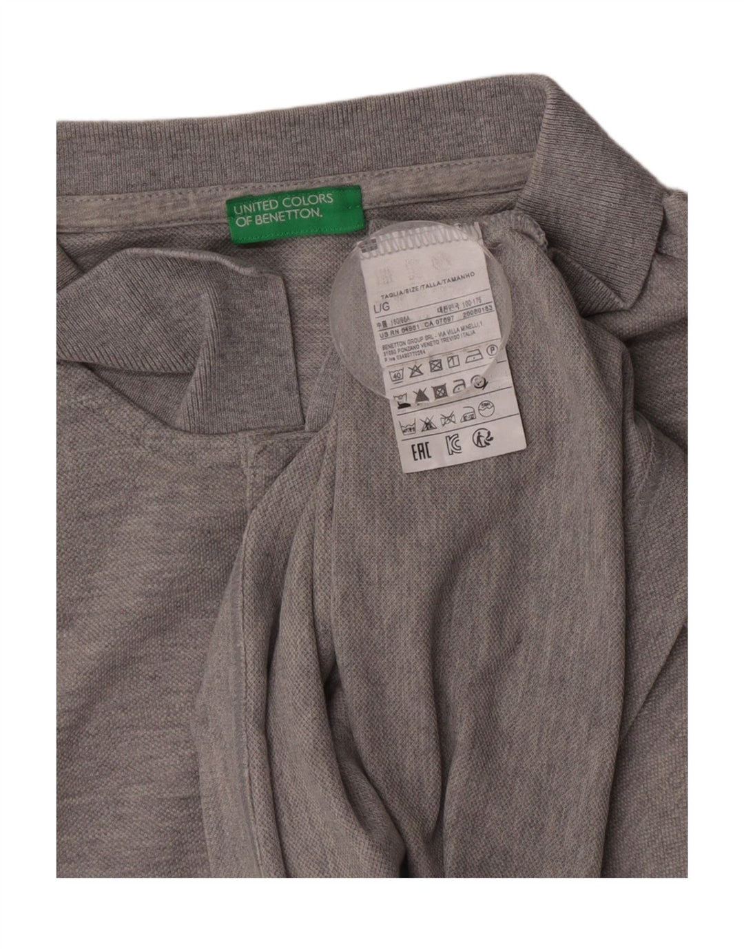 Benetton Herre Polo Shirt Stor Grå Bomuld