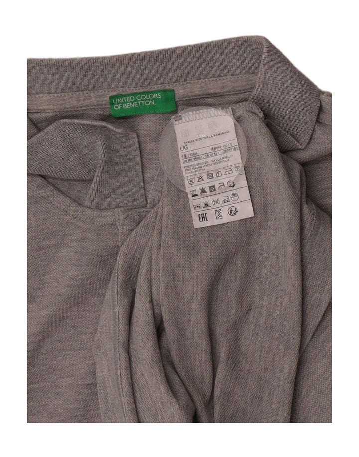 Benetton Herre Polo Shirt Stor Grå Bomuld
