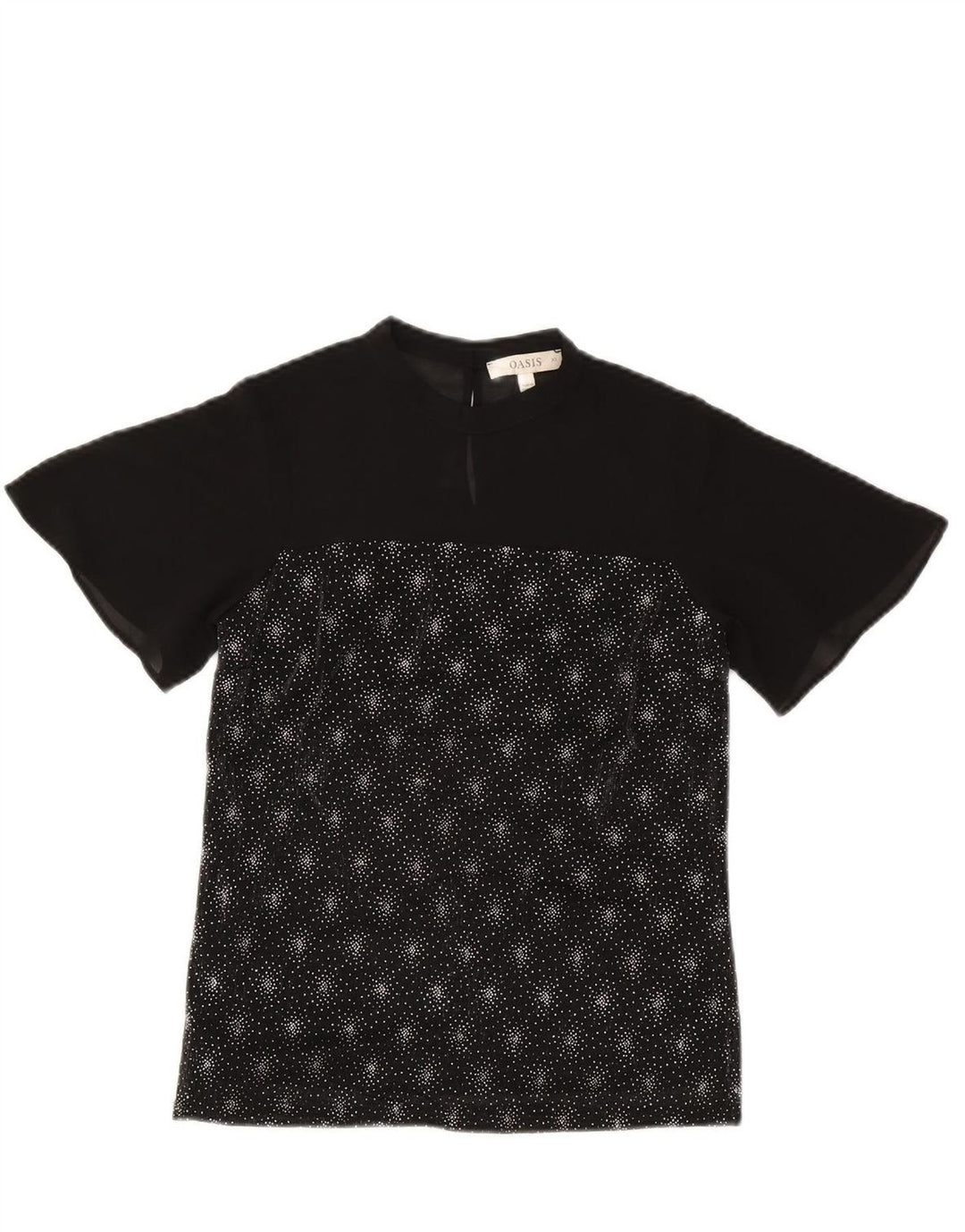 OASIS Womens Blouse Top UK 6 XS Black Spotted Polyester