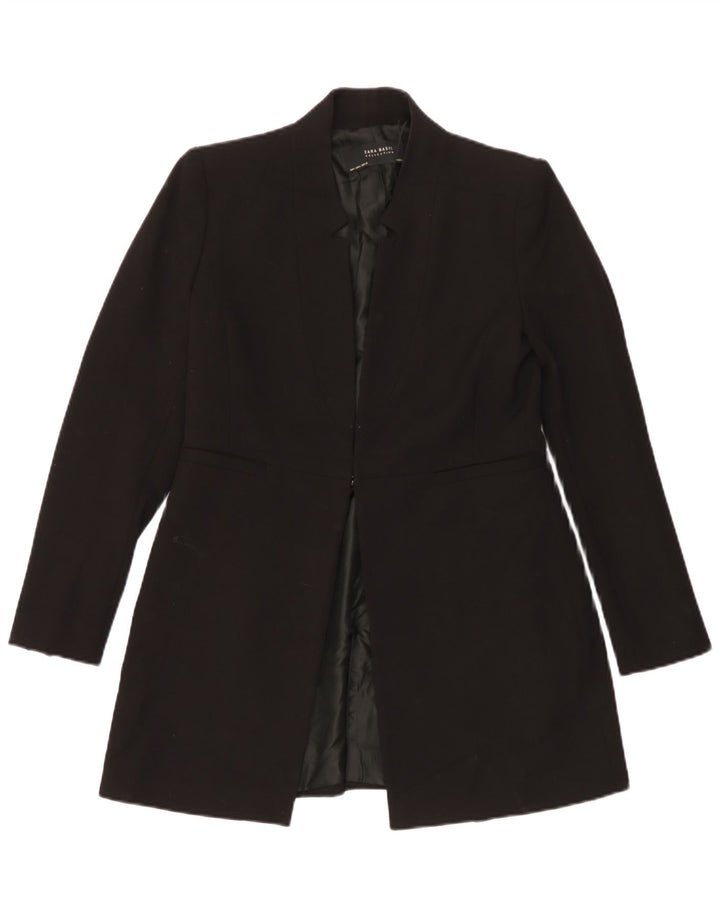 Zara Dame Longline Blazer Jacket UK 16 Large Black Polyester