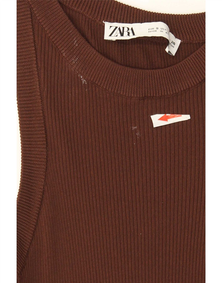Zara Damevest Top UK 8 Small Brown Viscose