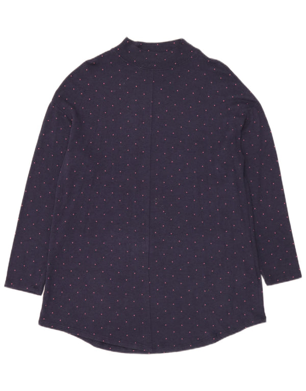 Marks & Spencer Dame Top Langærmet UK 14 Large Navy Blue Spotted