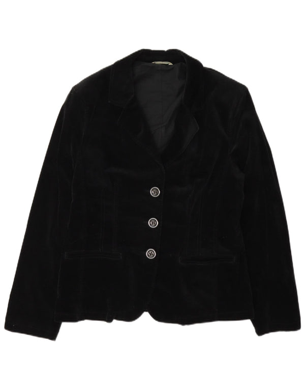 Marks & Spencer Dame 3 Button Velvet Blazer Jacket UK 14 Medium Black
