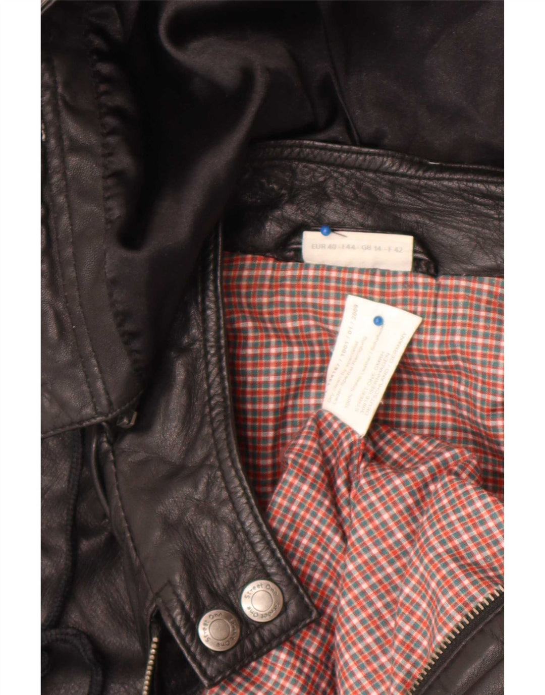 Street One Dame Hætte Læderjakke UK 14 Medium Sort Læder