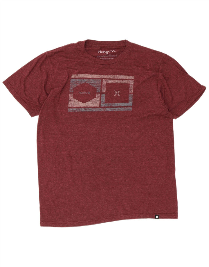 Hurley Herre grafisk T-shirt Top Medium Maroon Polyester