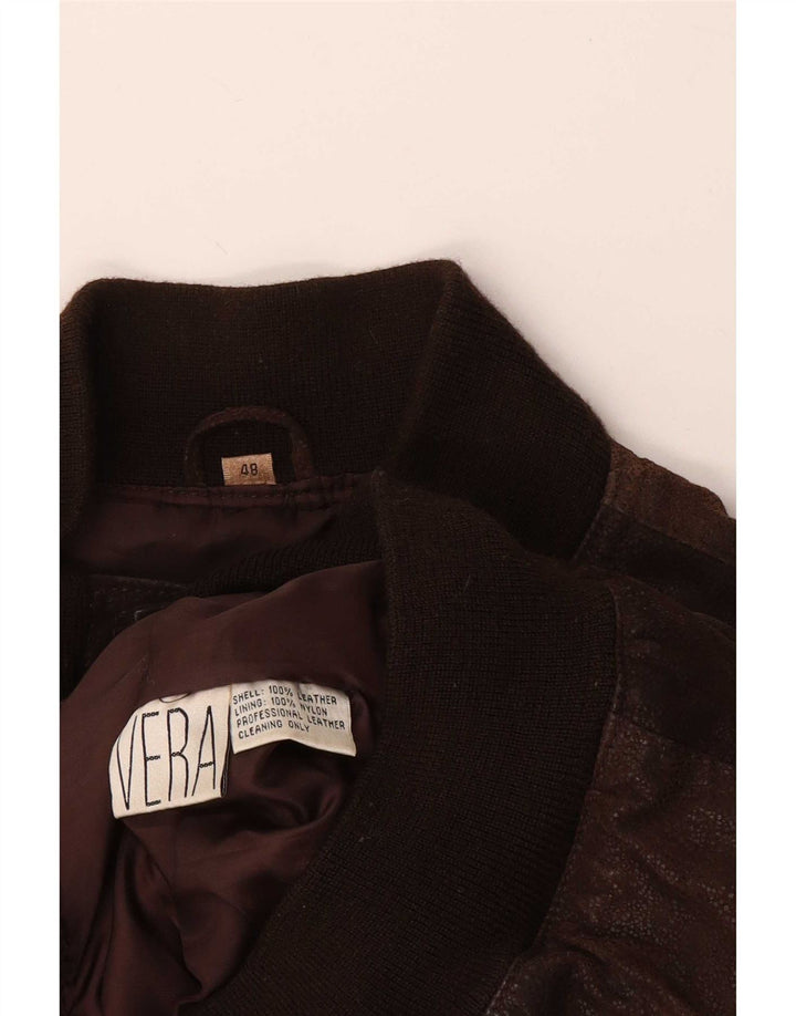 Vintage Herre Bomber Læderjakke IT 48 Medium Brun