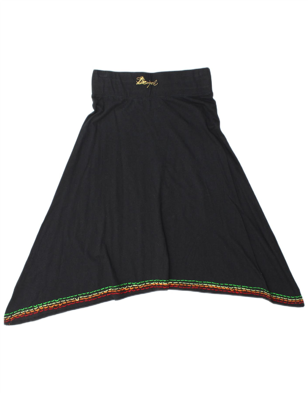 Desigual Dame Grafisk Asymmetrisk Nederdel Medium W28 Sort Blomster Bomuld
