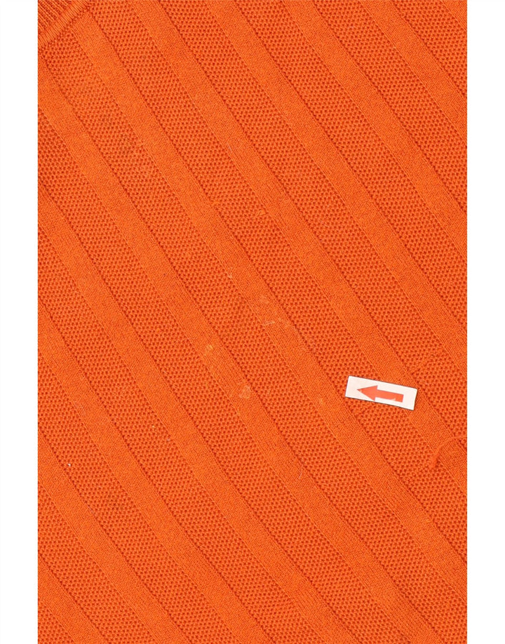 Marks & Spencer Herre Autograph Crew Neck Jumper Sweater Stor Orange Bomuld