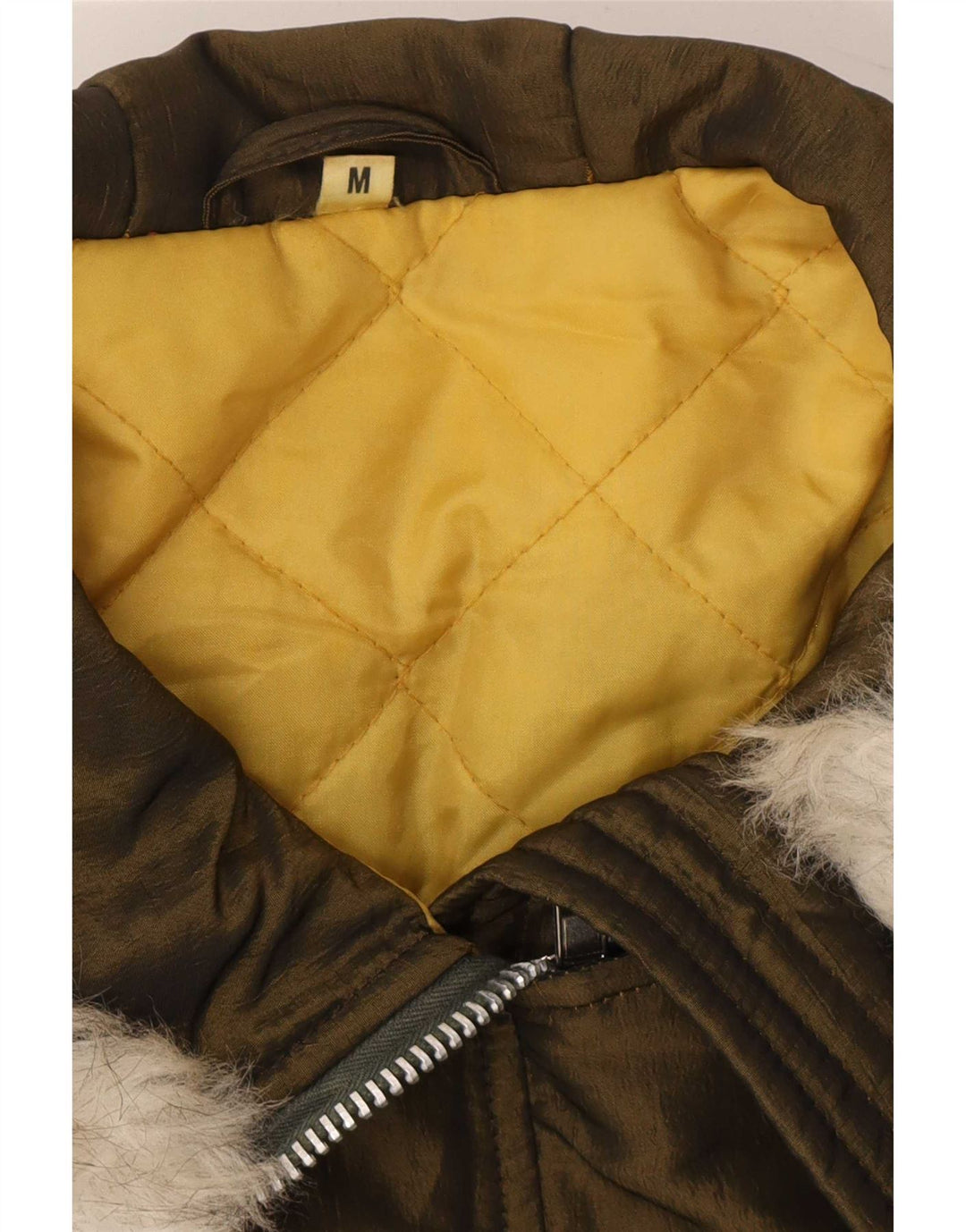 Vintage oversize parkajakke med hætte til kvinder UK 14 Medium Khaki Polyester