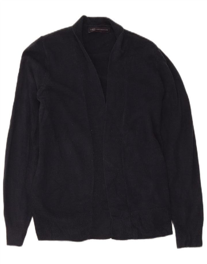 Marks & Spencer Womens Open Cardigan Sweater Small Navy Blue Acryl