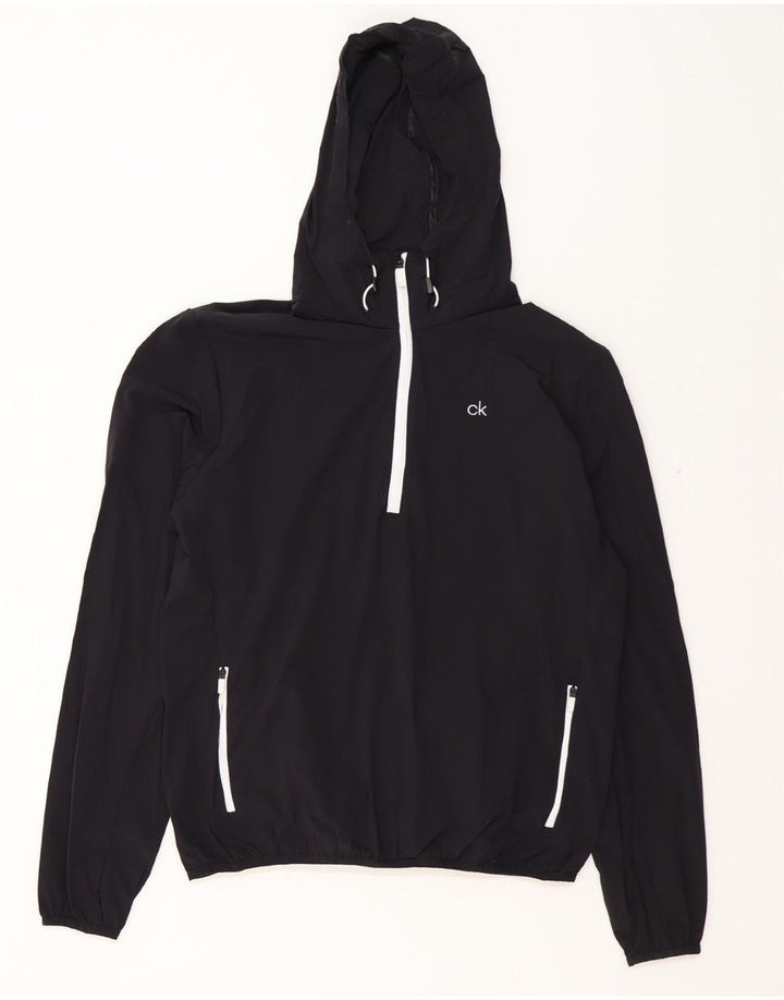 Calvin Klein Dame Golf Hætte Regnjakke UK 14 Medium Sort Polyamid
