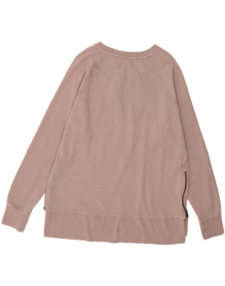 CALVIN KLEIN Womens Oversized Sweatshirt Jumper UK 14 Medium Pink Cotton Vintage Calvin Klein and Second-Hand Calvin Klein from Messina Hembry 