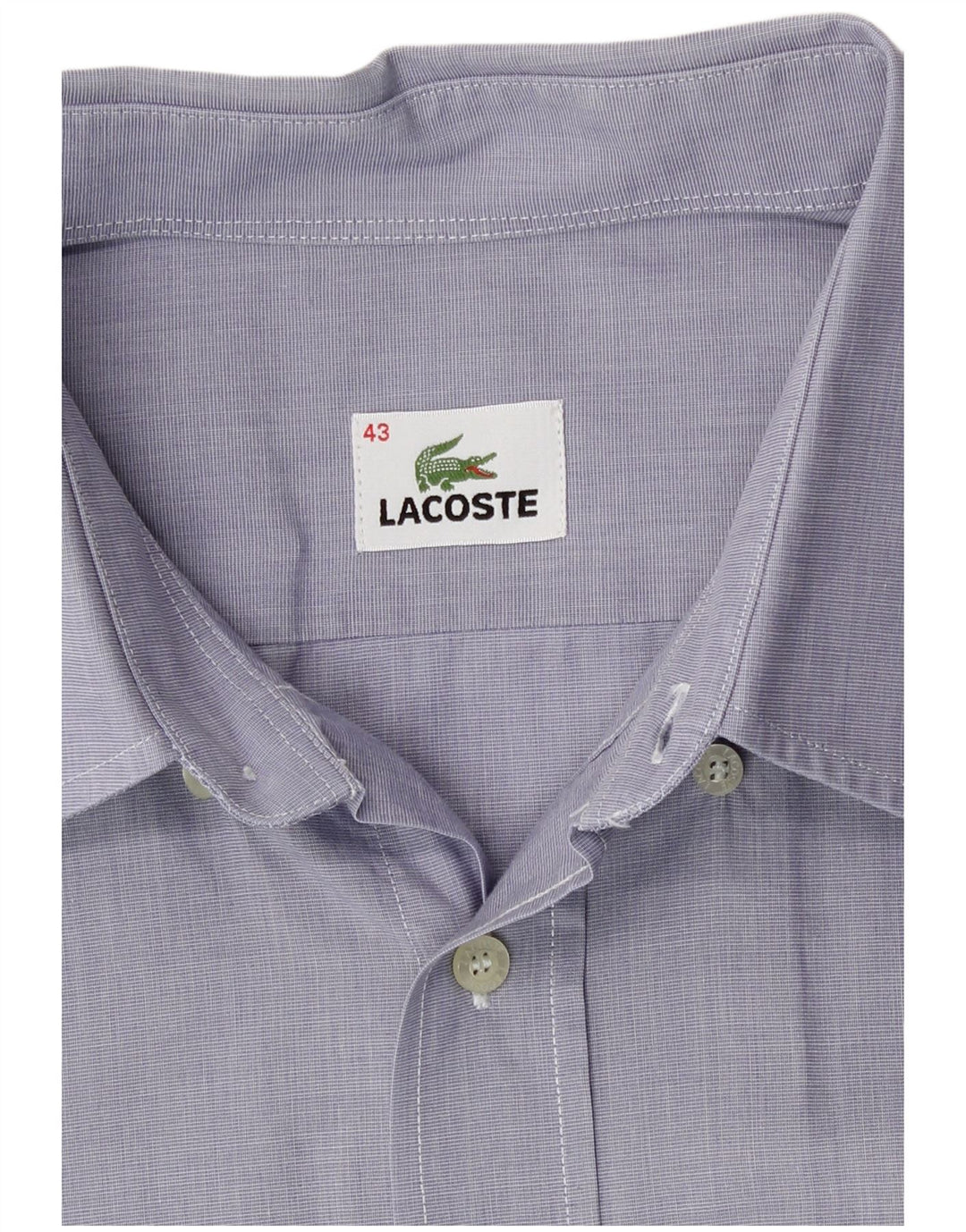 Lacoste Kortærmet Herreskjorte Størrelse 43 Stor Blå Bomuld
