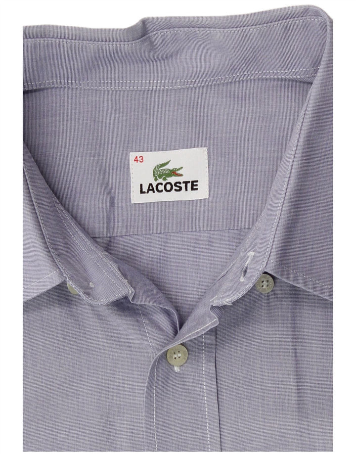 Lacoste Kortærmet Herreskjorte Størrelse 43 Stor Blå Bomuld