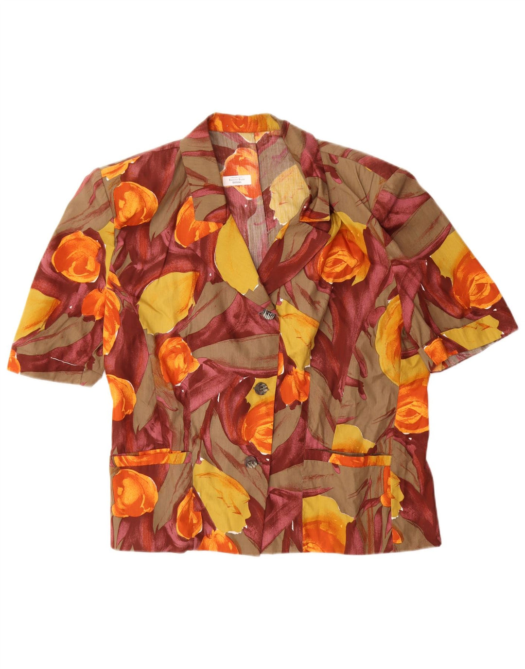 Vintage Kvinders Kortærmet Skjorte Bluse IT 45 Medium Multifarvet Blomstret