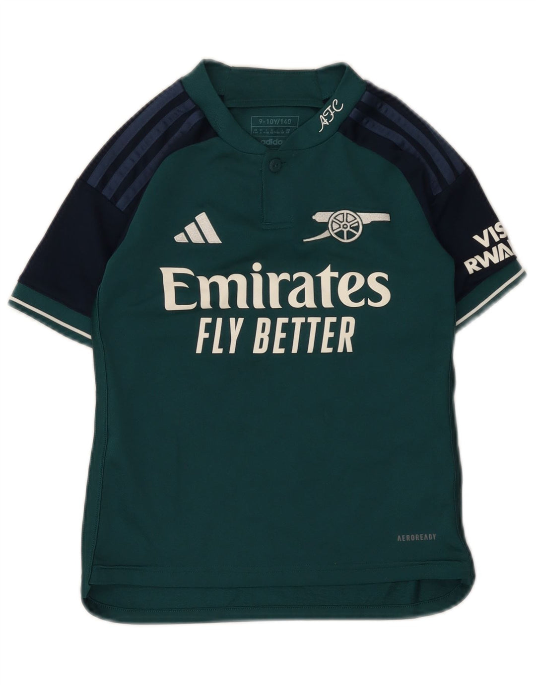 ADIDAS Boys Fly Emirates Grafisk T-Shirt Top 9-10 år Grøn Colourblock