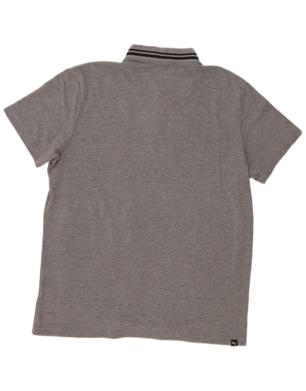 Puma Mens Graphic Polo Shirt Large Grey