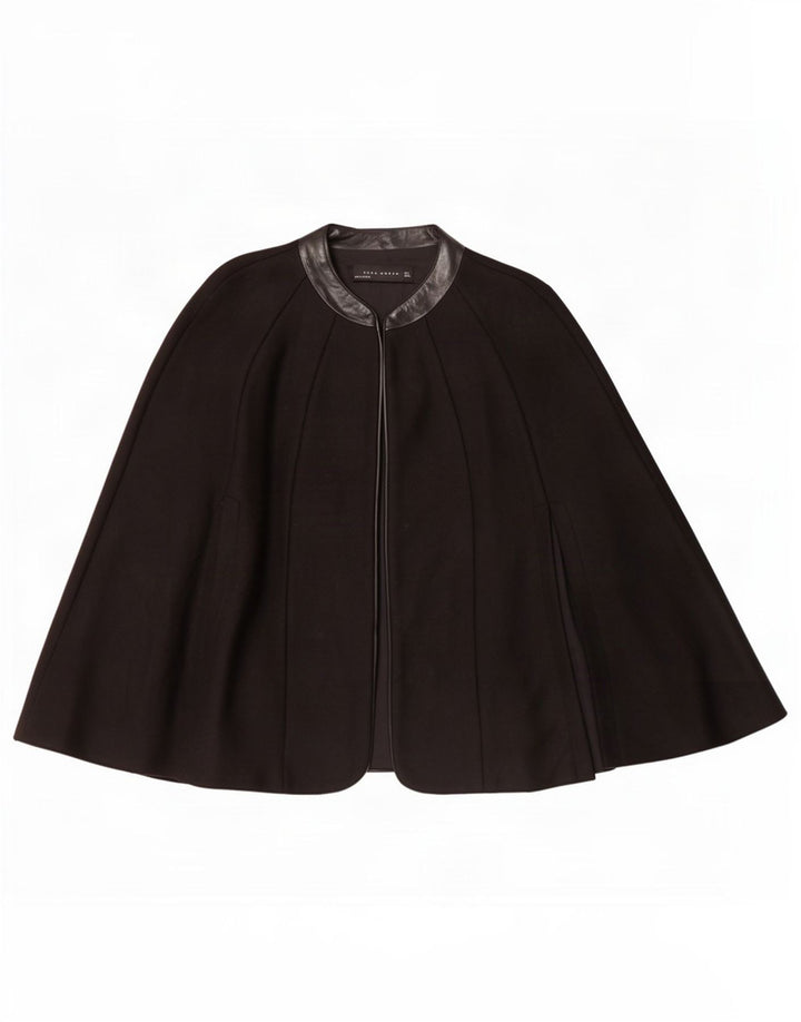 Zara Womens Poncho Coat UK 14 Large Black Wool